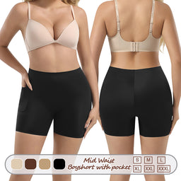 Großhandel 1360P Unsichtbare Damen-Boyshorts mit mittlerer Bundhöhe und Tasche