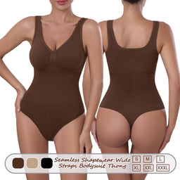 Großhandel A1019 Nahtloser Damen-Shapewear-Body mit breiten Trägern, String-Tanga