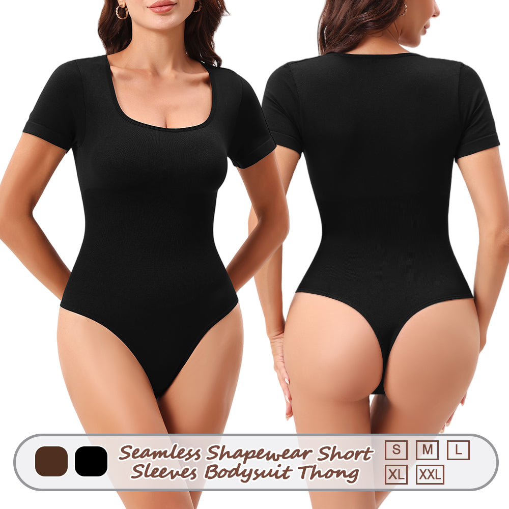 Wholesale A1007  Women's Seamless Shapewear Short Sleeves Bodysuit Thong