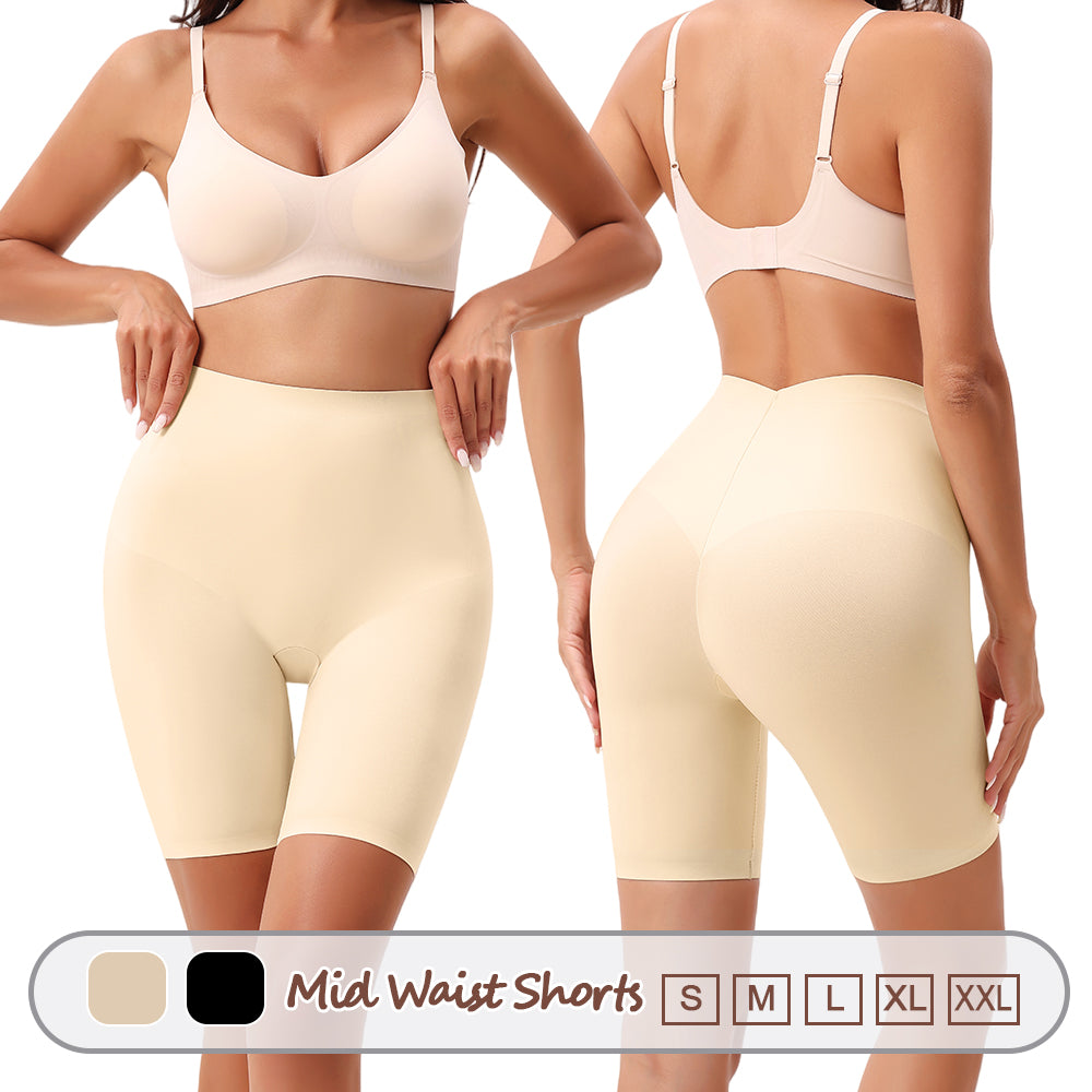 Wholesale 3360 Women's Invisible Double Layers Shapewear Mid Waist Shorts