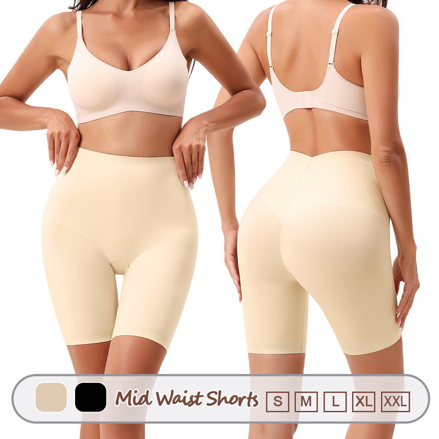 Wholesale 3360 Women's Invisible Double Layers Shapewear Mid Waist Shorts