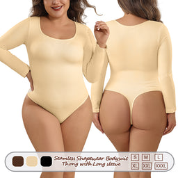 Großhandel A1014 Nahtloser Damen Shapewear Bodysuit Tanga mit langen Ärmeln