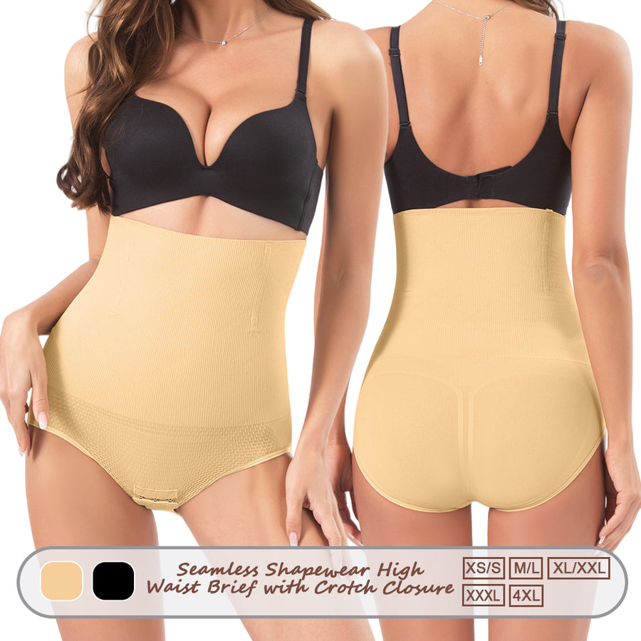 Wholesale 107（665） Women's Seamless Shapewear High Waist Brief with Crotch Closure