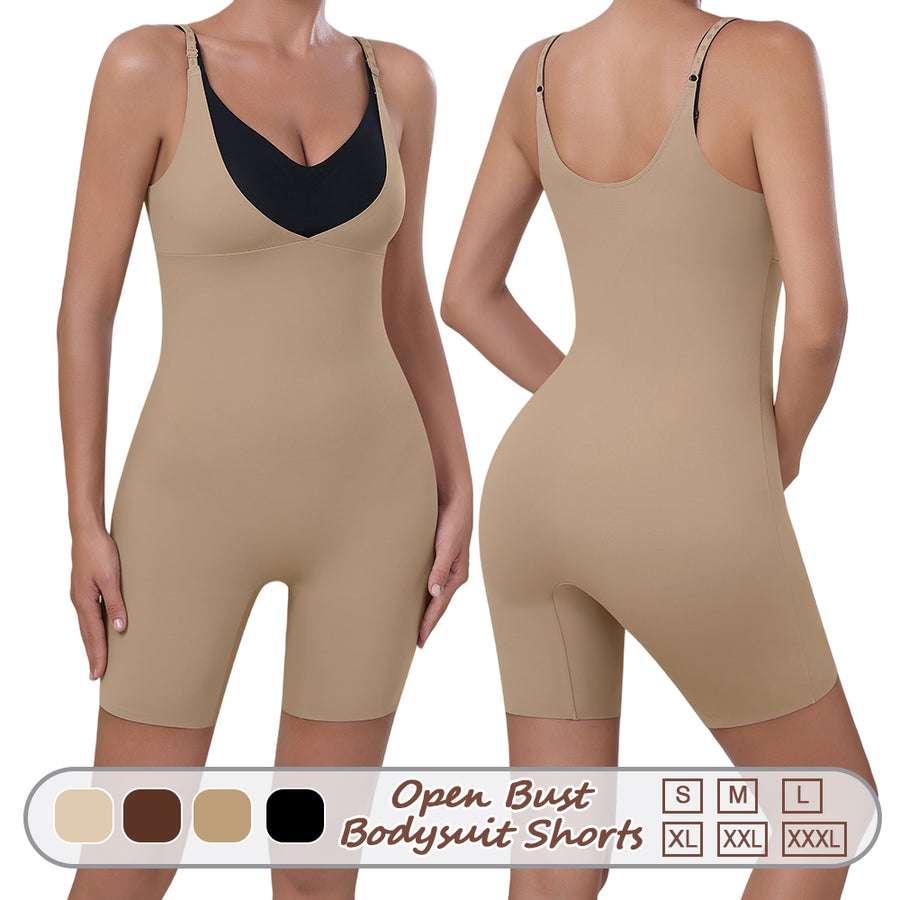 Großhandel 31067 Unsichtbarer figurformender Bodysuit-Shorts für Damen mit offener Brust