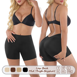 Großhandel 1358 Unsichtbare Frauen-Boyshort mit niedrigem Rückenausschnitt, mittellang