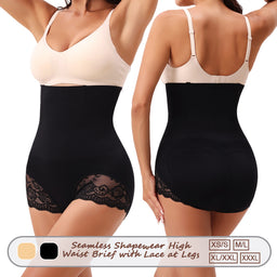 Wholesale SH0006  Women's Seamless Shapewear High Waist Brief with Lace at Legs