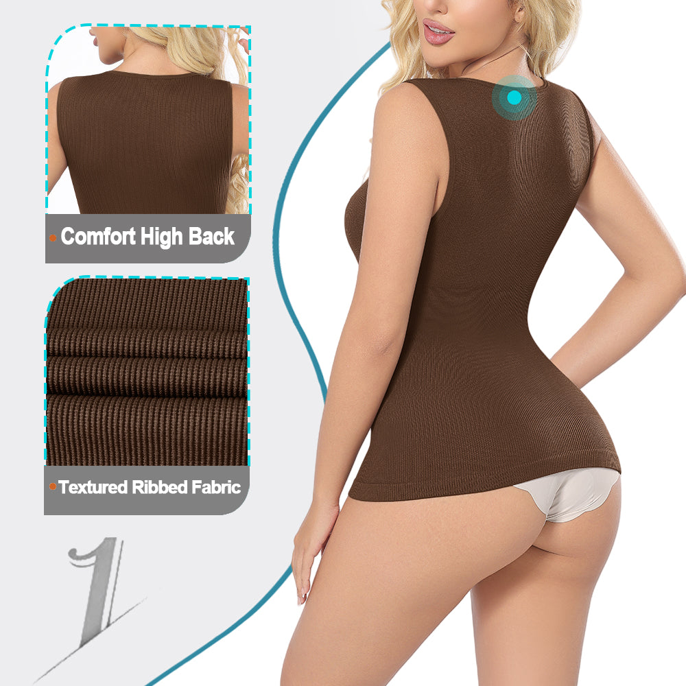 Wholesale A1024  Women's Seamless Shapewear Ribbed High Back Tank Tops