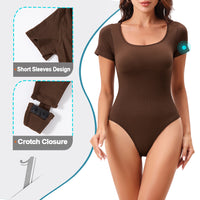 Wholesale A1007  Women's Seamless Shapewear Short Sleeves Bodysuit Thong