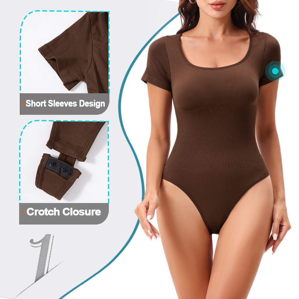 Wholesale A1007  Women's Seamless Shapewear Short Sleeves Bodysuit Thong