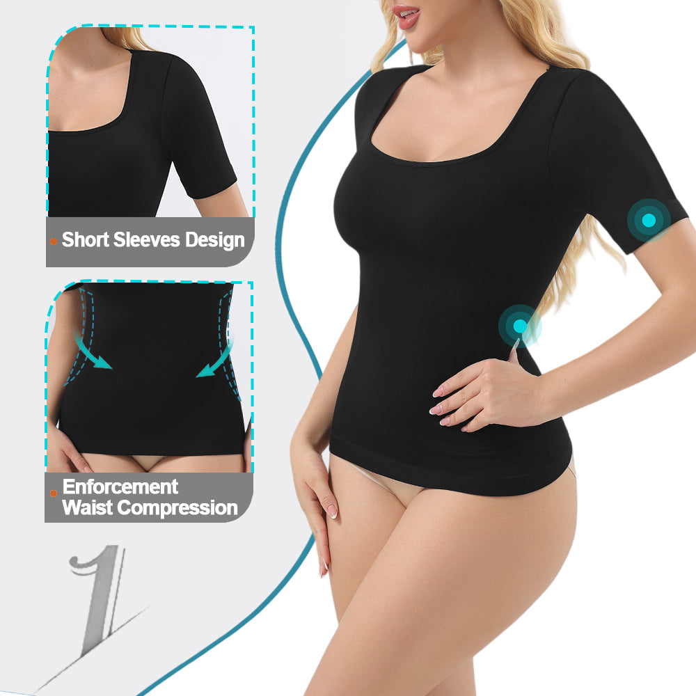 Großhandel A1028 Nahtlose Damen-Shapewear Kurzarm-Oberteile