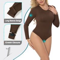 Großhandel A1022 Nahtloser Damen Bodysuit mit langen Ärmeln und String-Rücken