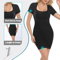 Wholesale A1023  Women's Seamless Shapewear Short Sleeves Long Slips