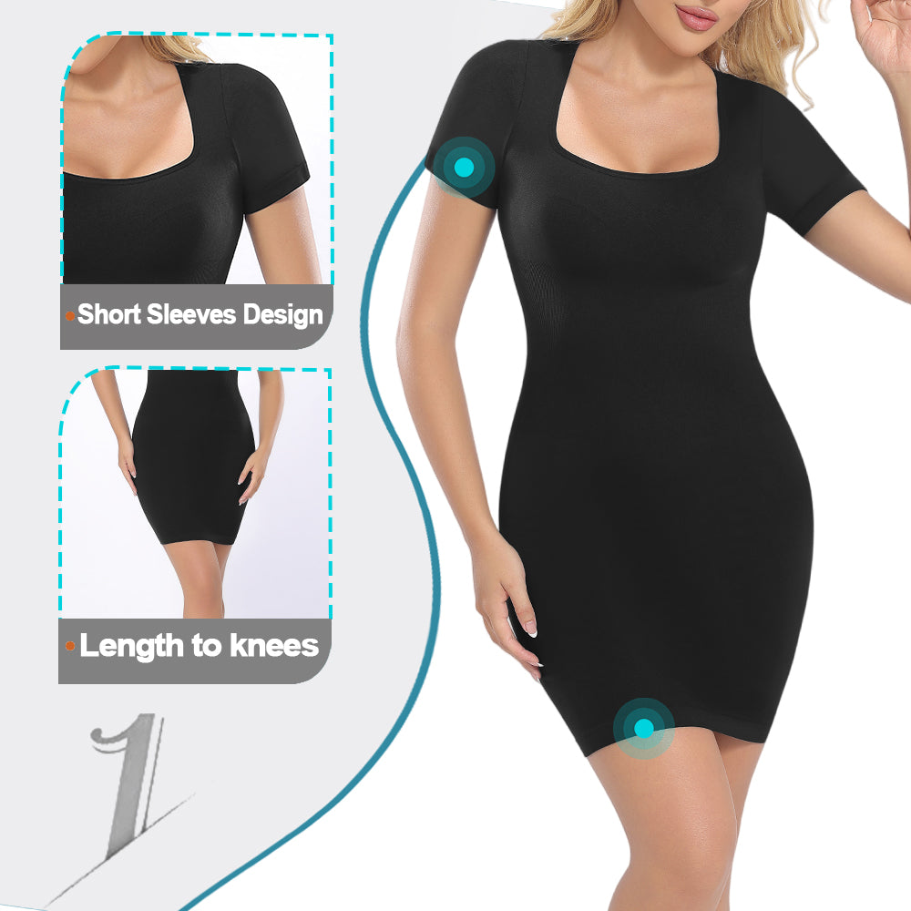Wholesale A1023  Women's Seamless Shapewear Short Sleeves Long Slips