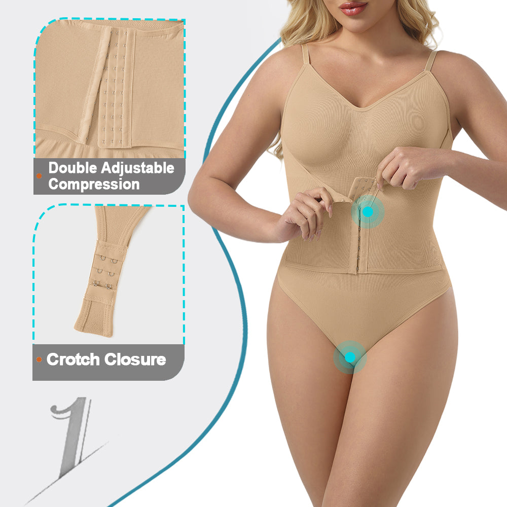 Großhandel A1029 Nahtloser figurformender Damen-Body mit doppelter Kompression und String-Tanga