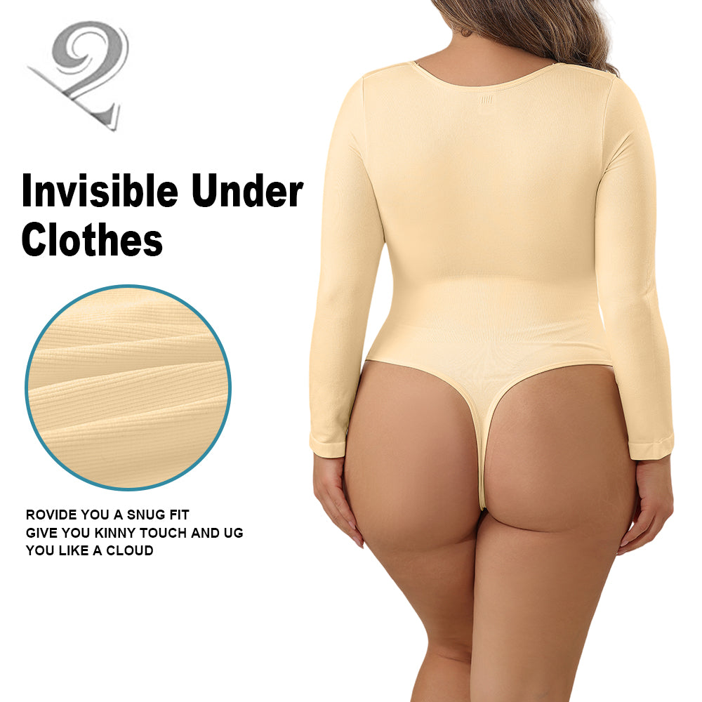 Wholesale A1014  Women's Seamless Shapewear Bodysuit Thong with Long sleeve