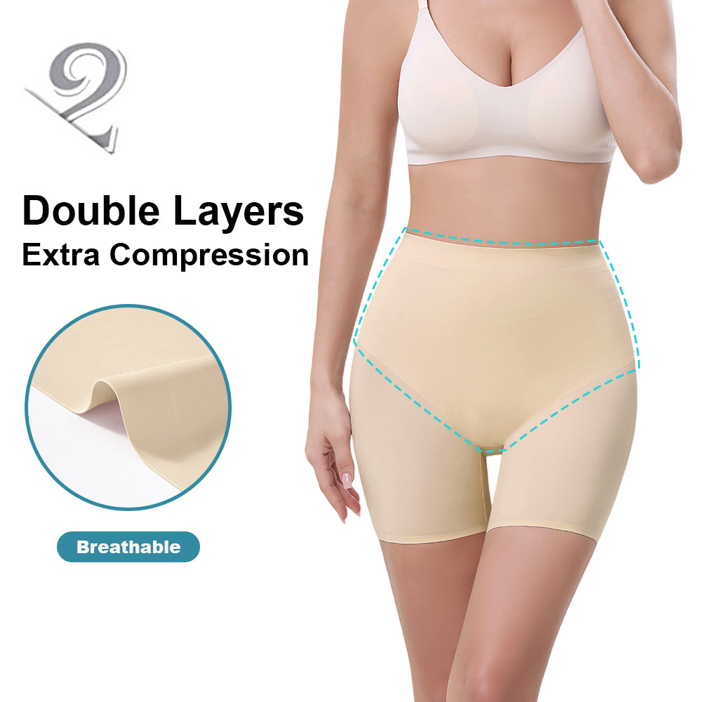 Wholesale 3362 Women's Invisible Double Layers Shapewear Mid Waist Boyshort