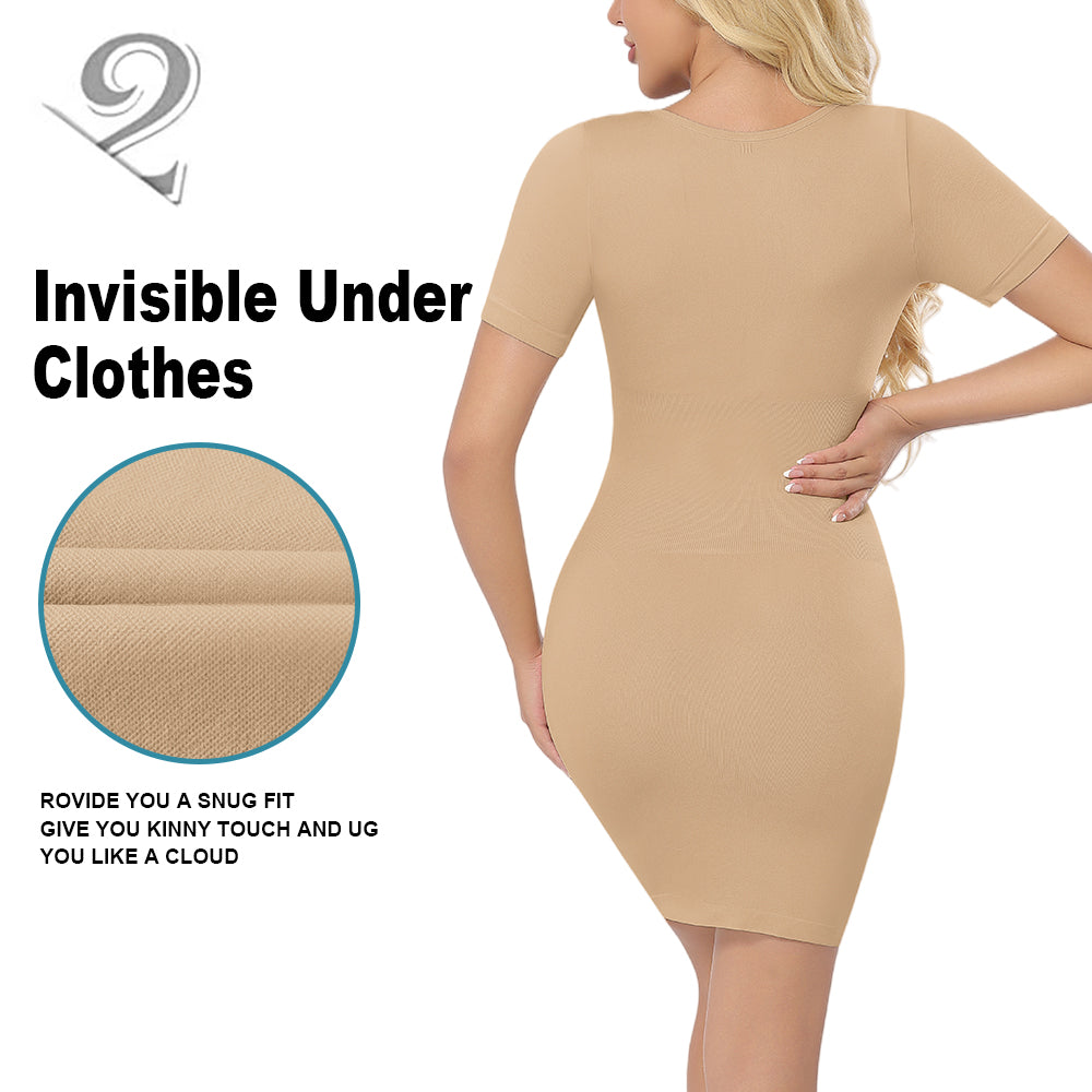 Wholesale A1023  Women's Seamless Shapewear Short Sleeves Long Slips
