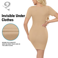 Wholesale A1023  Women's Seamless Shapewear Short Sleeves Long Slips