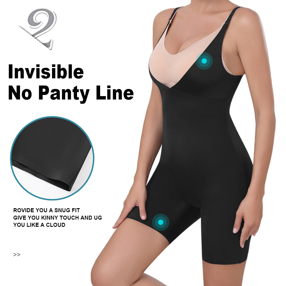 Großhandel 31067 Unsichtbarer figurformender Bodysuit-Shorts für Damen mit offener Brust