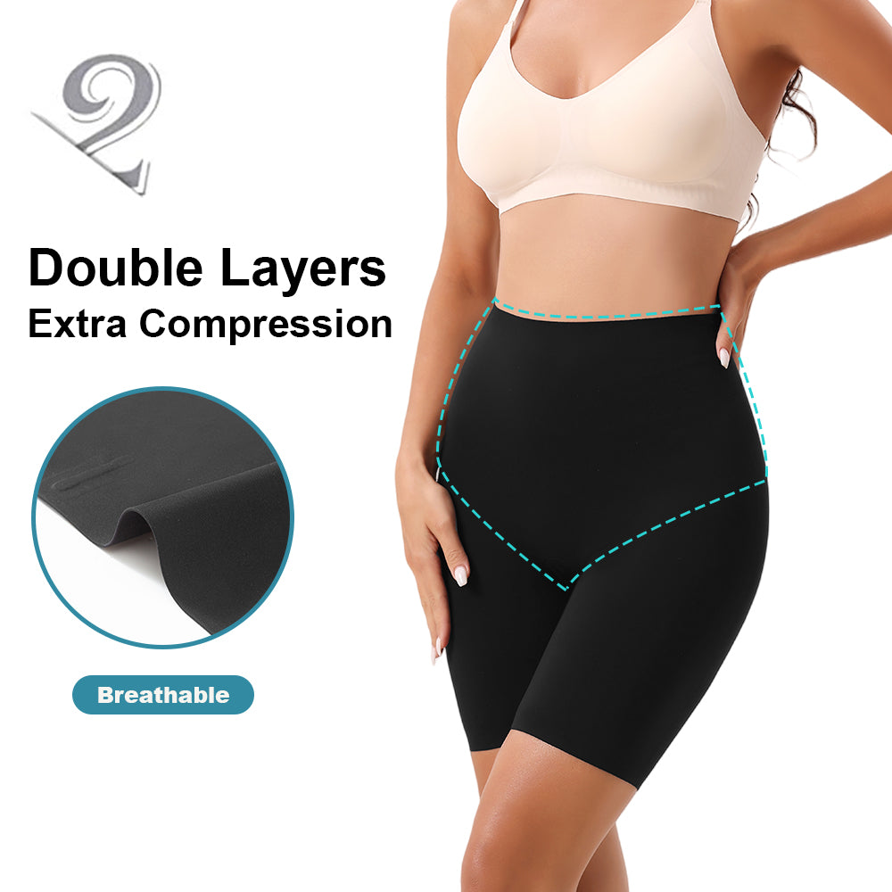 Wholesale 3360 Women's Invisible Double Layers Shapewear Mid Waist Shorts