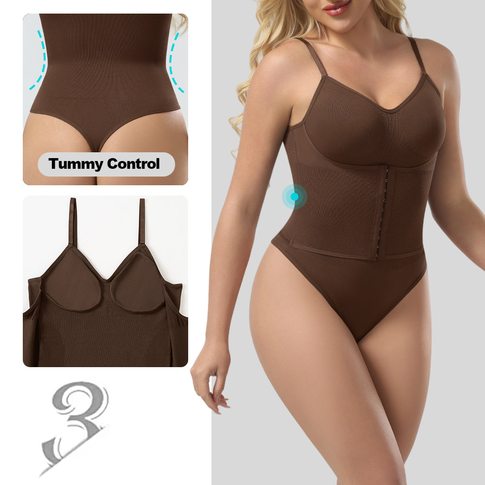 Großhandel A1029 Nahtloser figurformender Damen-Body mit doppelter Kompression und String-Tanga