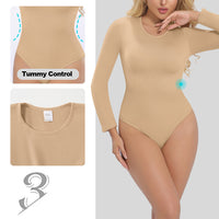 Großhandel A1022 Nahtloser Damen Bodysuit mit langen Ärmeln und String-Rücken