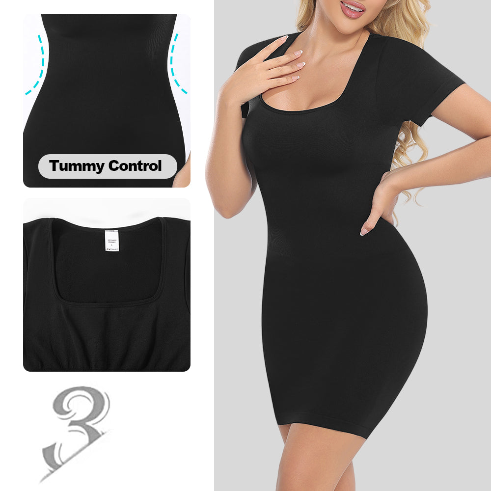 Wholesale A1023  Women's Seamless Shapewear Short Sleeves Long Slips