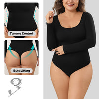 Wholesale A1014  Women's Seamless Shapewear Bodysuit Thong with Long sleeve