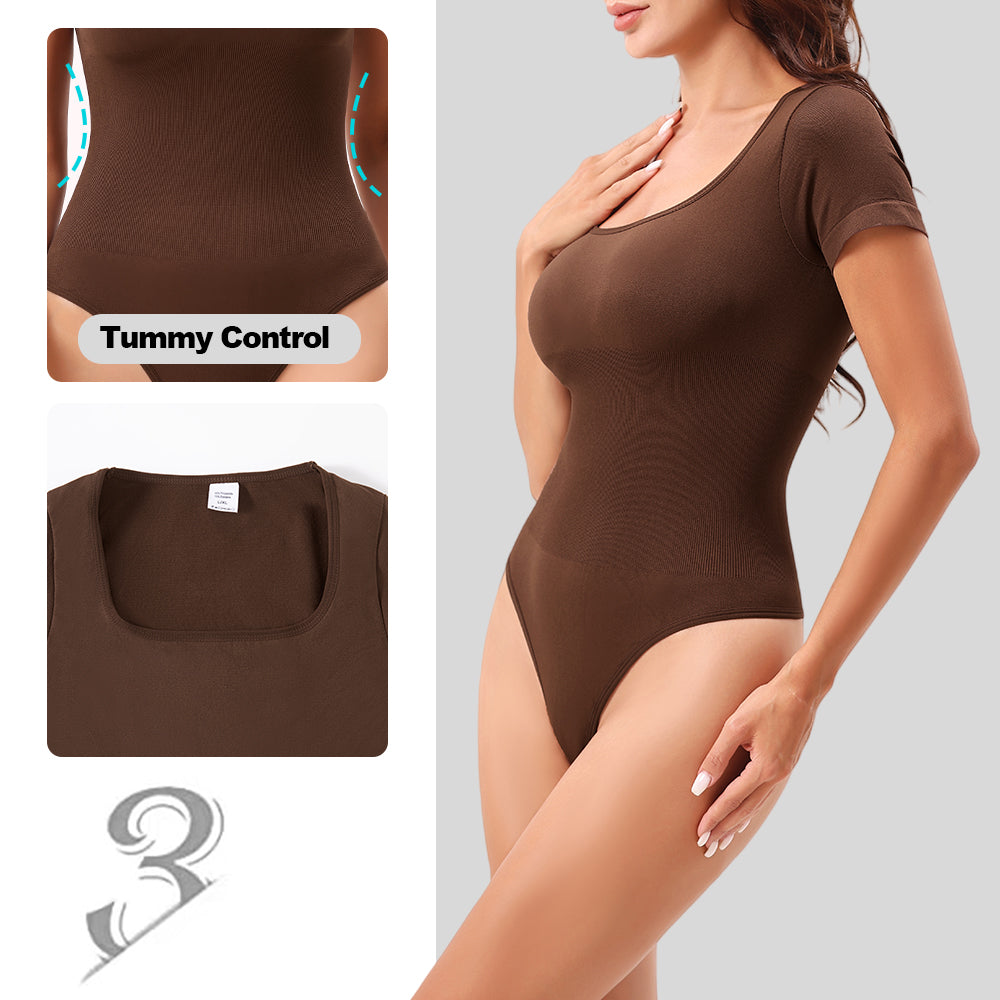 Wholesale A1007  Women's Seamless Shapewear Short Sleeves Bodysuit Thong