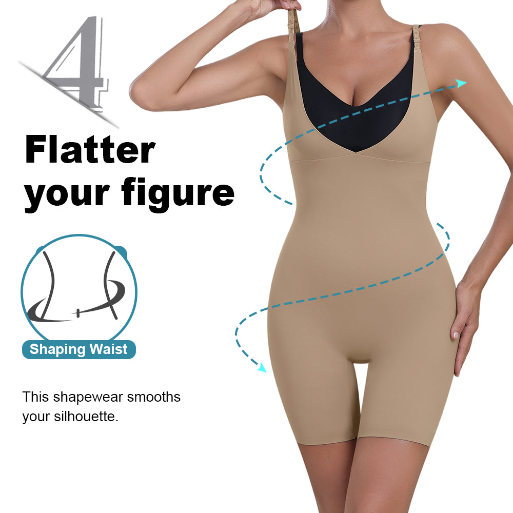 Großhandel 31067 Unsichtbarer figurformender Bodysuit-Shorts für Damen mit offener Brust