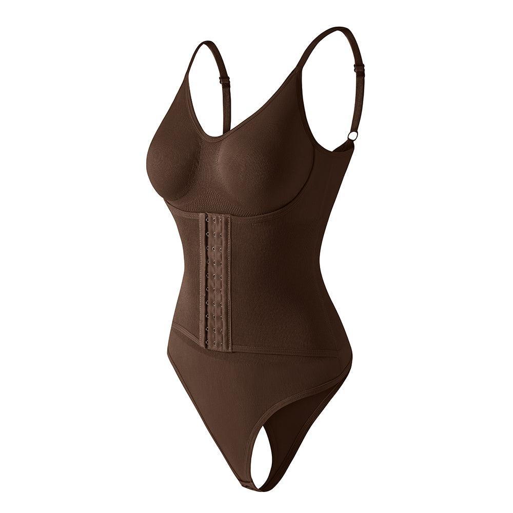 Großhandel A1029 Nahtloser figurformender Damen-Body mit doppelter Kompression und String-Tanga