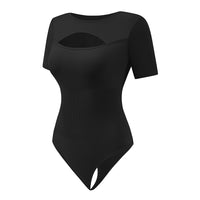 Wholesale A1026  Women's Seamless Shapewear Turtle Neck Short Sleeves Bodysuit Thong
